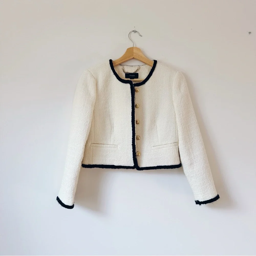 NWT J.Crew Louisa Lady Jacket Blazer Maritime Tweed Natural/Black
